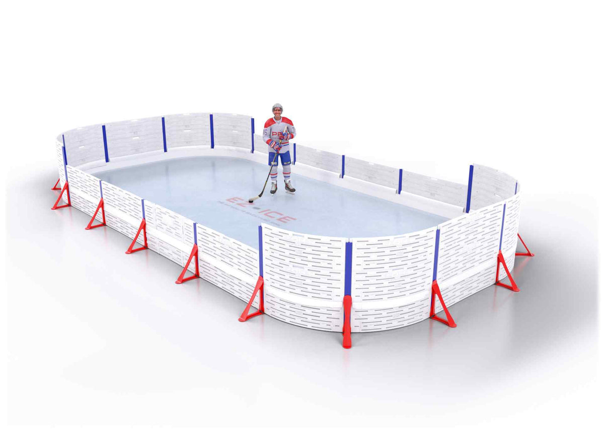 EZ ICE PRO Home Arena System ™ – New Synthetic Ice / Street Hockey Rink: [PRO // 15ft * 35ft // Arena-Double-Arena // Round Corners // No Bumpers] - 015035ADARXS
