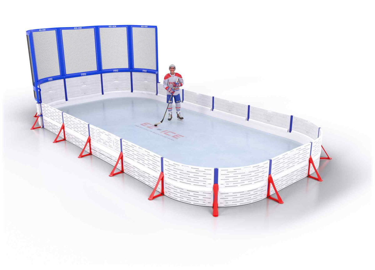 EZ ICE PRO Home Arena System ™ – New Synthetic Ice / Street Hockey Rink: [PRO // 15ft * 30ft // Net-Double-Double // Round Corners // No Bumpers] - 015030NDDRXS
