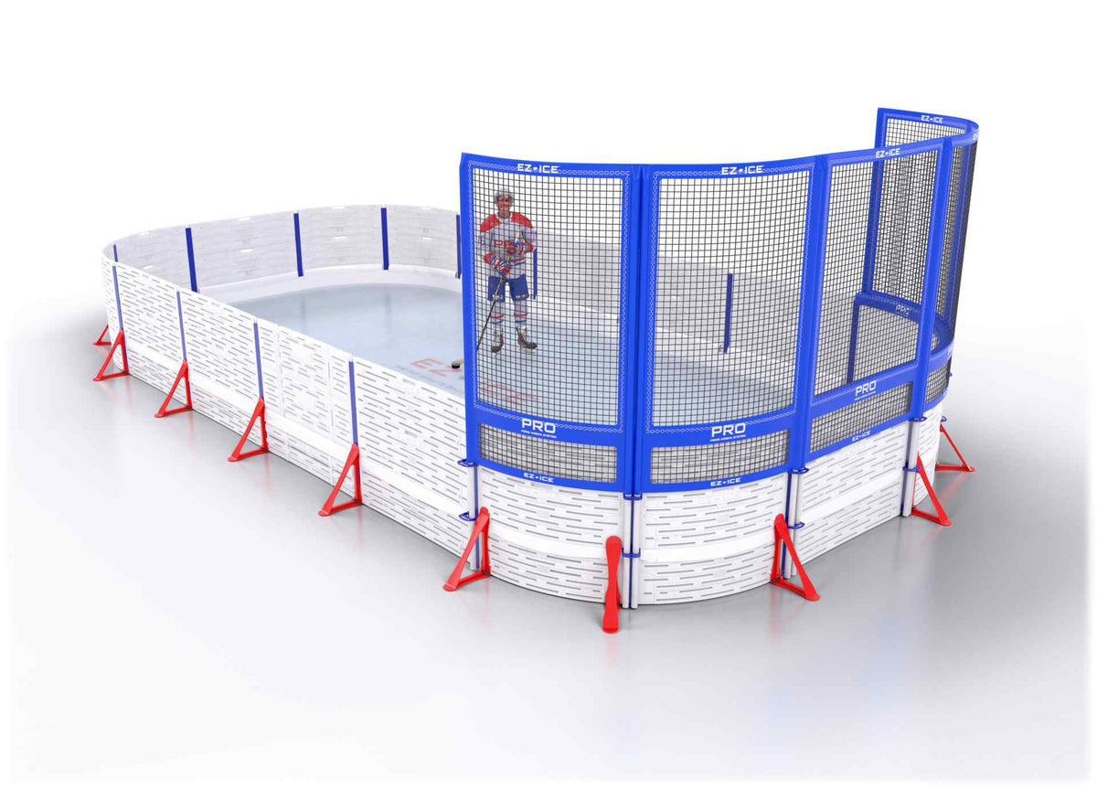 EZ ICE PRO Home Arena System ™ – New Synthetic Ice / Street Hockey Rink: [PRO // 15ft * 30ft // Arena-Arena-Net // Round Corners // No Bumpers] - 015030AANRXS