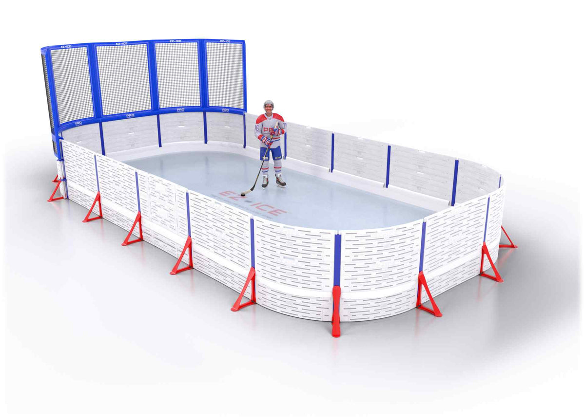 EZ ICE PRO Home Arena System ™ – New Synthetic Ice / Street Hockey Rink: [PRO // 15ft * 30ft // Net-Arena-Arena // Round Corners // No Bumpers] - 015030NAARXS