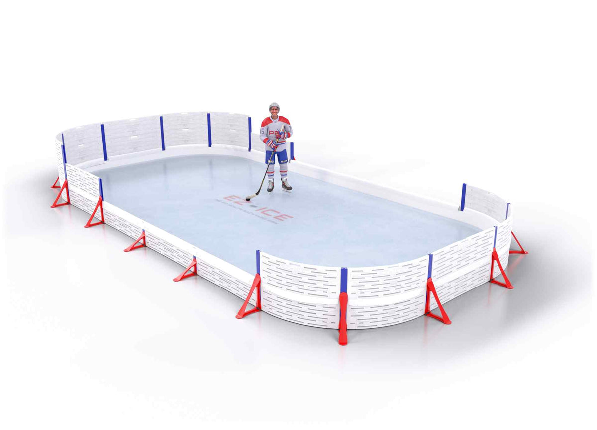 EZ ICE PRO Home Arena System ™ – New Synthetic Ice / Street Hockey Rink: [PRO // 15ft * 30ft // Arena-Classic-Double // Round Corners // No Bumpers] - 015030ACDRXS