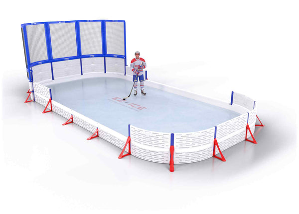 EZ ICE PRO Home Arena System ™ – New Synthetic Ice / Street Hockey Rink: [PRO // 10ft * 15ft // Net-Classic-Double // Round Corners // No Bumpers] - 010015NCDRXS