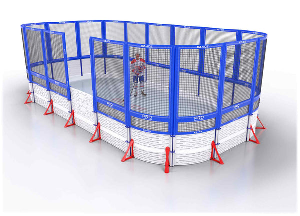 EZ ICE PRO Home Arena System ™ – New Synthetic Ice / Street Hockey Rink: [PRO // 15ft * 25ft // Net-Net-Net // Round Corners // With Bumpers] - 015025NNNRBS