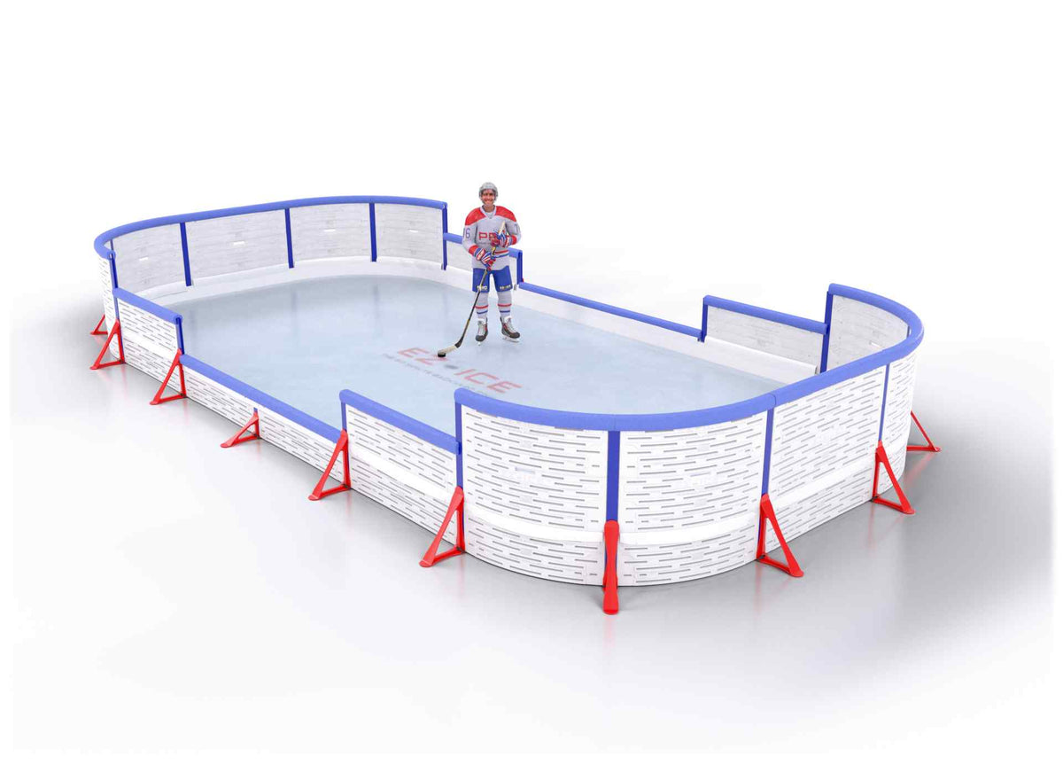 EZ ICE PRO Home Arena System ™ – New Synthetic Ice / Street Hockey Rink: [PRO // 10ft * 20ft // Arena-Classic-Arena // Round Corners // With Bumpers] - 010020ACARBS