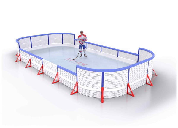 EZ ICE PRO Home Arena System ™ – New Synthetic Ice / Street Hockey Rink: [PRO // 15ft * 30ft // Arena-Double-Arena // Round Corners // With Bumpers] - 015030ADARBS