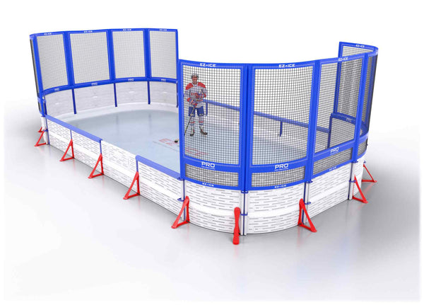 EZ ICE PRO Home Arena System ™ – New Synthetic Ice / Street Hockey Rink: [PRO // 10ft * 15ft // Net-Double-Net // Round Corners // With Bumpers] - 010015NDNRBS
