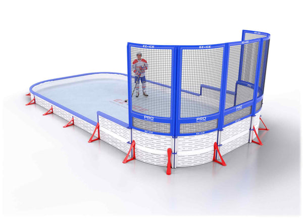 EZ ICE PRO Home Arena System ™ – New Synthetic Ice / Street Hockey Rink: [PRO // 10ft * 25ft // Classic-Classic-Net // Round Corners // With Bumpers] - 010025CCNRBS
