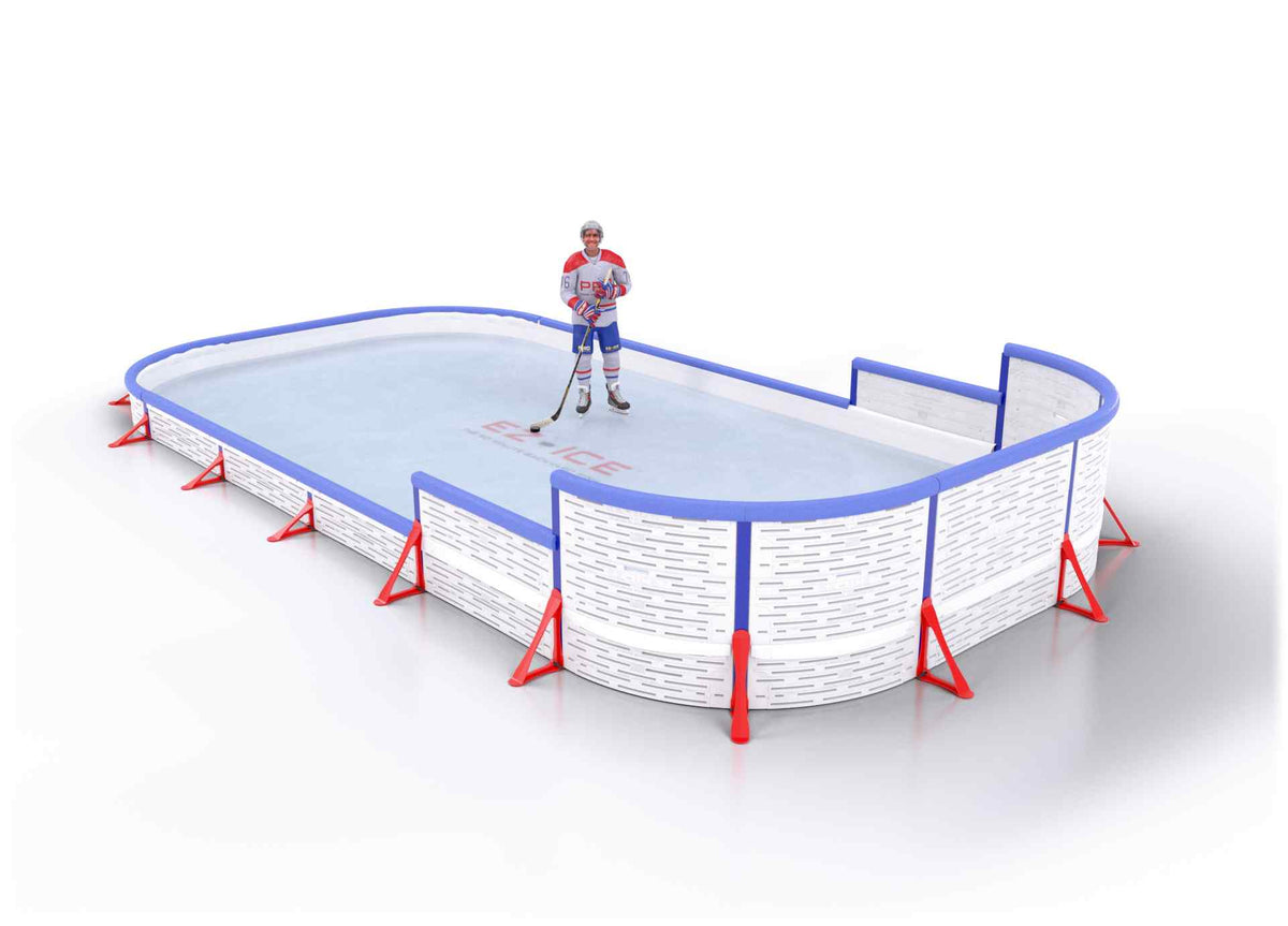 EZ ICE PRO Home Arena System ™ – New Synthetic Ice / Street Hockey Rink: [PRO // 15ft * 30ft // Classic-Classic-Arena // Round Corners // With Bumpers] - 015030CCARBS