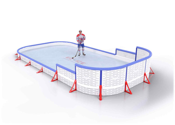EZ ICE PRO Home Arena System ™ – New Synthetic Ice / Street Hockey Rink: [PRO // 15ft * 30ft // Classic-Classic-Arena // Round Corners // With Bumpers] - 015030CCARBS