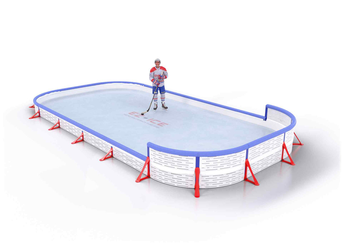 EZ ICE PRO Home Arena System ™ – New Synthetic Ice / Street Hockey Rink: [PRO // 15ft * 15ft // Classic-Classic-Double // Round Corners // With Bumpers] - 015015CCDRBS