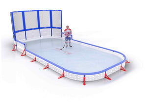 EZ ICE PRO Home Arena System ™ – New Synthetic Ice / Street Hockey Rink: [PRO // 15ft * 30ft // Net-Classic-Classic // Round Corners // With Bumpers] - 015030NCCRBS