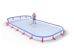 EZ ICE PRO Home Arena System ™ – New Synthetic Ice / Street Hockey Rink: [PRO // 15ft * 30ft // Double-Classic-Classic // Round Corners // With Bumpers] - 015030DCCRBS