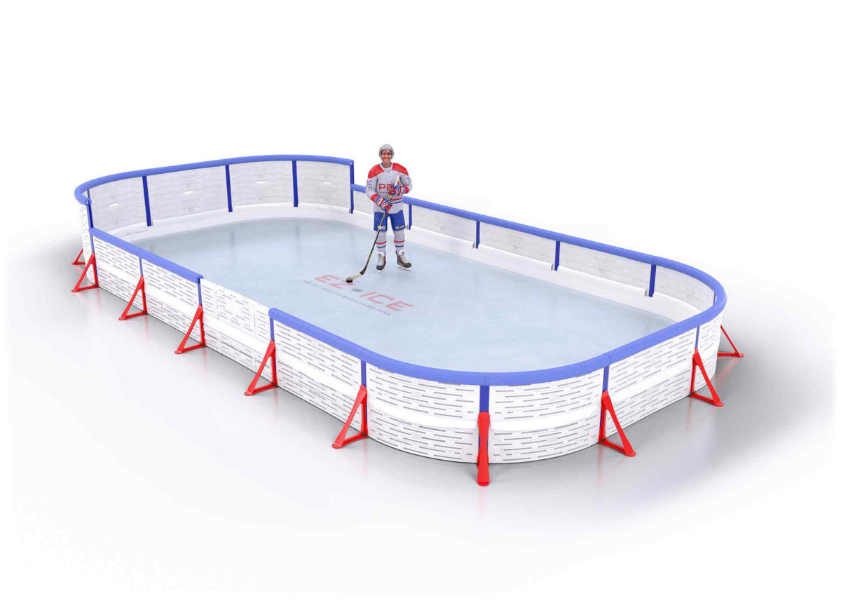 EZ ICE PRO Home Arena System ™ – New Synthetic Ice / Street Hockey Rink: [PRO // 15ft * 20ft // Arena-Double-Double // Round Corners // With Bumpers] - 015020ADDRBS