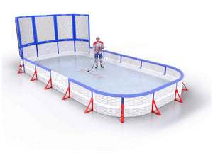 EZ ICE PRO Home Arena System ™ – New Synthetic Ice / Street Hockey Rink: [PRO // 15ft * 30ft // Net-Double-Double // Round Corners // With Bumpers] - 015030NDDRBS