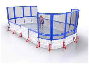EZ ICE PRO Home Arena System ™ – New Rink: [PRO // 15ft * 35ft // Net-Arena-Net // Round Corners // With Bumpers] - 015035NANRBX