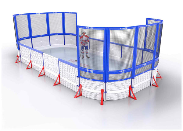 EZ ICE PRO Home Arena System ™ – New Synthetic Ice / Street Hockey Rink: [PRO // 15ft * 30ft // Net-Arena-Net // Round Corners // With Bumpers] - 015030NANRBS