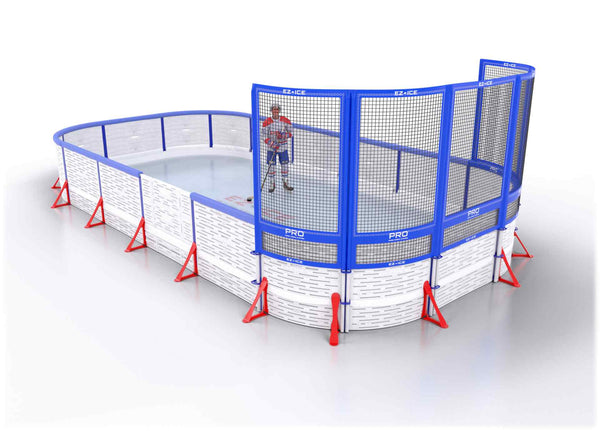 EZ ICE PRO Home Arena System ™ – New Synthetic Ice / Street Hockey Rink: [PRO // 10ft * 15ft // Arena-Arena-Net // Round Corners // With Bumpers] - 010015AANRBS