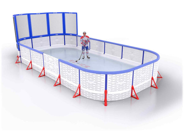 EZ ICE PRO Home Arena System ™ – New Synthetic Ice / Street Hockey Rink: [PRO // 15ft * 30ft // Net-Arena-Arena // Round Corners // With Bumpers] - 015030NAARBS