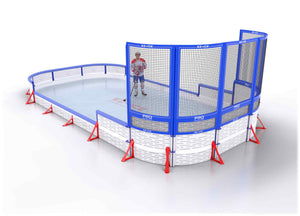 EZ ICE PRO Home Arena System ™ – New Synthetic Ice / Street Hockey Rink: [PRO // 15ft * 30ft // Double-Classic-Net // Round Corners // With Bumpers] - 015030DCNRBS