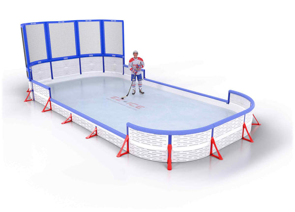EZ ICE PRO Home Arena System ™ – New Synthetic Ice / Street Hockey Rink: [PRO // 15ft * 30ft // Net-Classic-Double // Round Corners // With Bumpers] - 015030NCDRBS