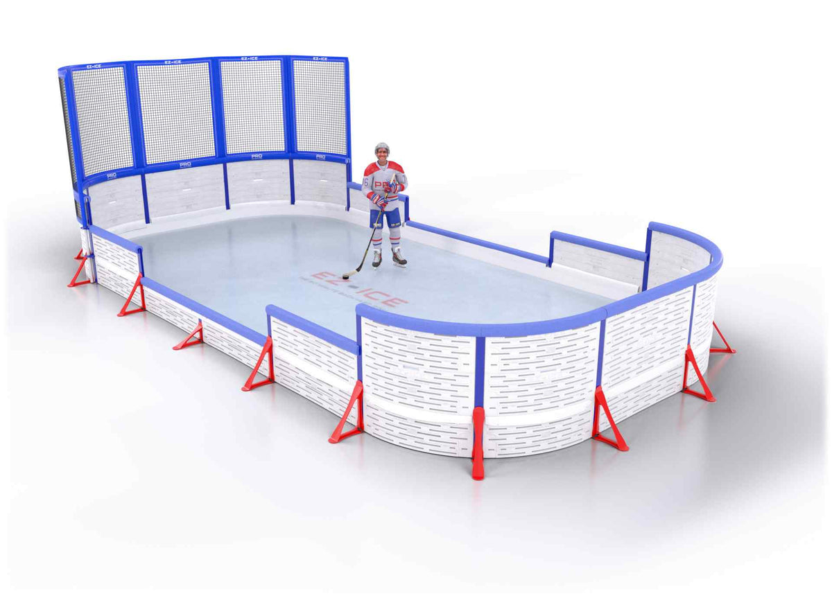EZ ICE PRO Home Arena System ™ – New Rink: [PRO // 10ft * 25ft // Net-Classic-Arena // Round Corners // With Bumpers] - 010025NCARBX