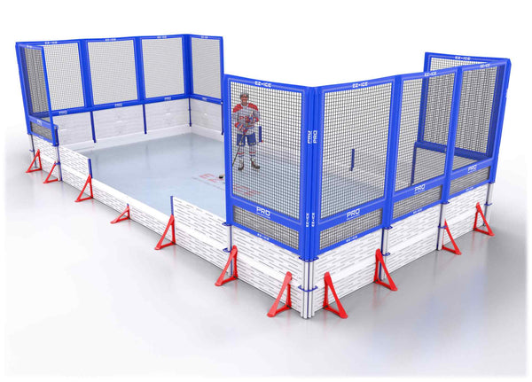 EZ ICE PRO Home Arena System ™ – New Synthetic Ice / Street Hockey Rink: [PRO // 15ft * 25ft // Net-Classic-Net // Square Corners // No Bumpers] - 015025NCNSXS