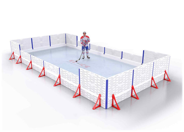 EZ ICE PRO Home Arena System ™ – New Synthetic Ice / Street Hockey Rink: [PRO // 15ft * 30ft // Arena-Double-Arena // Square Corners // No Bumpers] - 015030ADASXS