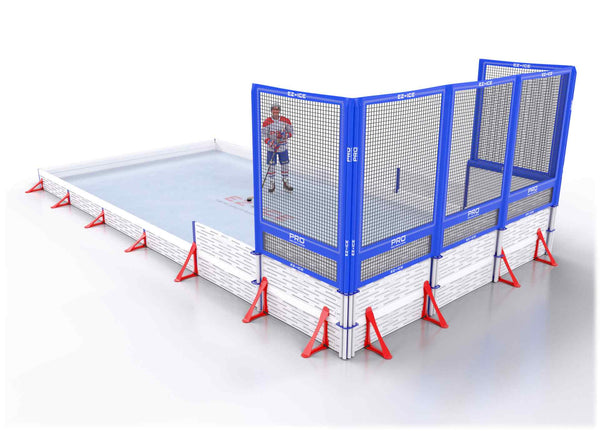 EZ ICE PRO Home Arena System ™ – New Synthetic Ice / Street Hockey Rink: [PRO // 15ft * 40ft // Classic-Classic-Net // Square Corners // No Bumpers] - 015040CCNSXS
