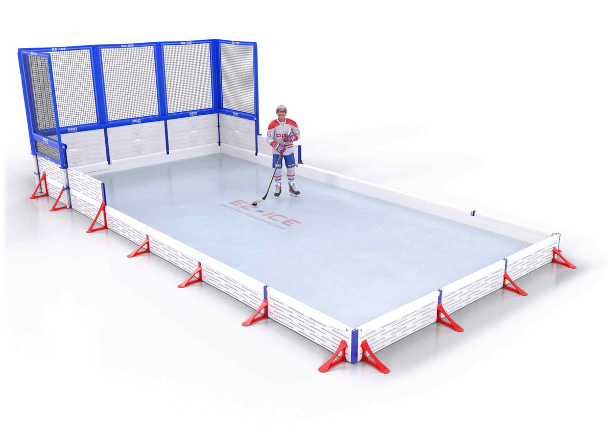 EZ ICE PRO Home Arena System ™ – New Synthetic Ice / Street Hockey Rink: [PRO // 15ft * 20ft // Net-Classic-Classic // Square Corners // No Bumpers] - 015020NCCSXS