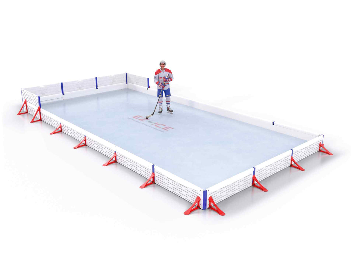 EZ ICE PRO Home Arena System ™ – New Synthetic Ice / Street Hockey Rink: [PRO // 10ft * 10ft // Double-Classic-Classic // Square Corners // No Bumpers] - 010010DCCSXS