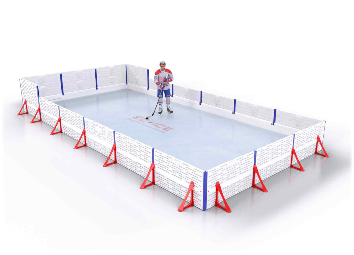 EZ ICE PRO Home Arena System ™ – New Synthetic Ice / Street Hockey Rink: [PRO // 15ft * 30ft // Arena-Double-Double // Square Corners // No Bumpers] - 015030ADDSXS