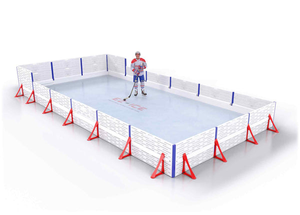 EZ ICE PRO Home Arena System ™ – New Synthetic Ice / Street Hockey Rink: [PRO // 15ft * 30ft // Arena-Double-Double // Square Corners // No Bumpers] - 015030ADDSXS