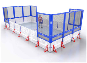 EZ ICE PRO Home Arena System ™ – New Synthetic Ice / Street Hockey Rink: [PRO // 15ft * 30ft // Net-Arena-Net // Square Corners // No Bumpers] - 015030NANSXS