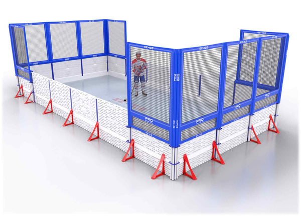 EZ ICE PRO Home Arena System ™ – New Synthetic Ice / Street Hockey Rink: [PRO // 15ft * 30ft // Net-Arena-Net // Square Corners // No Bumpers] - 015030NANSXS