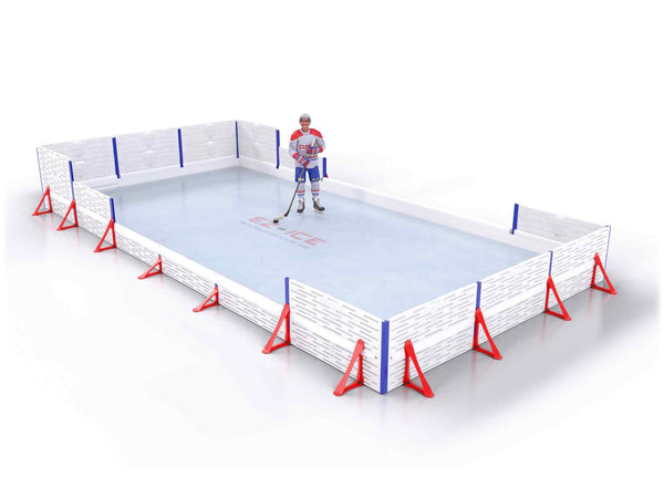 EZ ICE PRO Home Arena System ™ – New Synthetic Ice / Street Hockey Rink: [PRO // 15ft * 30ft // Arena-Classic-Double // Square Corners // No Bumpers] - 015030ACDSXS