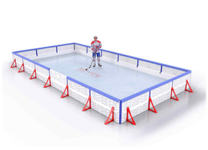EZ ICE PRO Home Arena System ™ – New Synthetic Ice / Street Hockey Rink: [PRO // 15ft * 30ft // Double-Double-Double // Square Corners // With Bumpers] - 015030DDDSBS