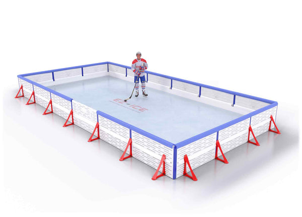 EZ ICE PRO Home Arena System ™ – New Synthetic Ice / Street Hockey Rink: [PRO // 15ft * 30ft // Double-Double-Double // Square Corners // With Bumpers] - 015030DDDSBS
