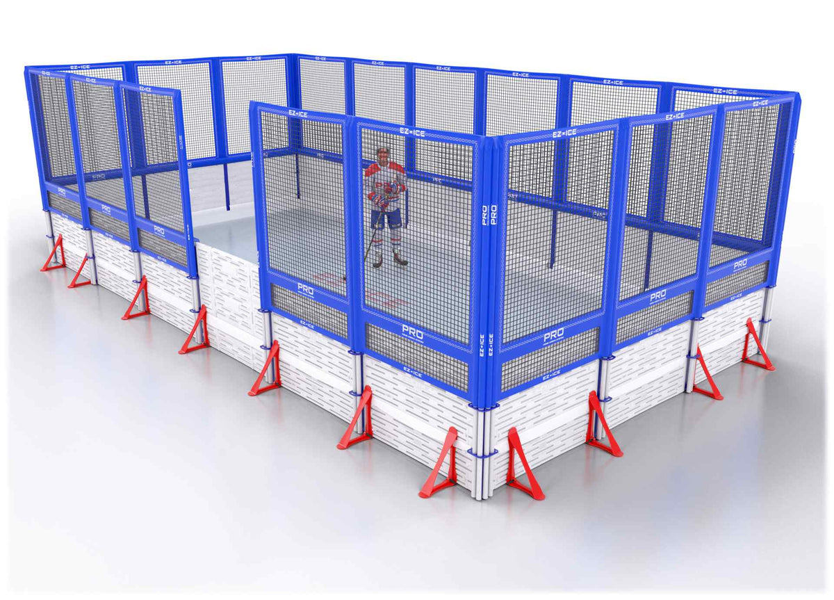 EZ ICE PRO Home Arena System ™ – New Synthetic Ice / Street Hockey Rink: [PRO // 10ft * 15ft // Net-Net-Net // Square Corners // With Bumpers] - 010015NNNSBS