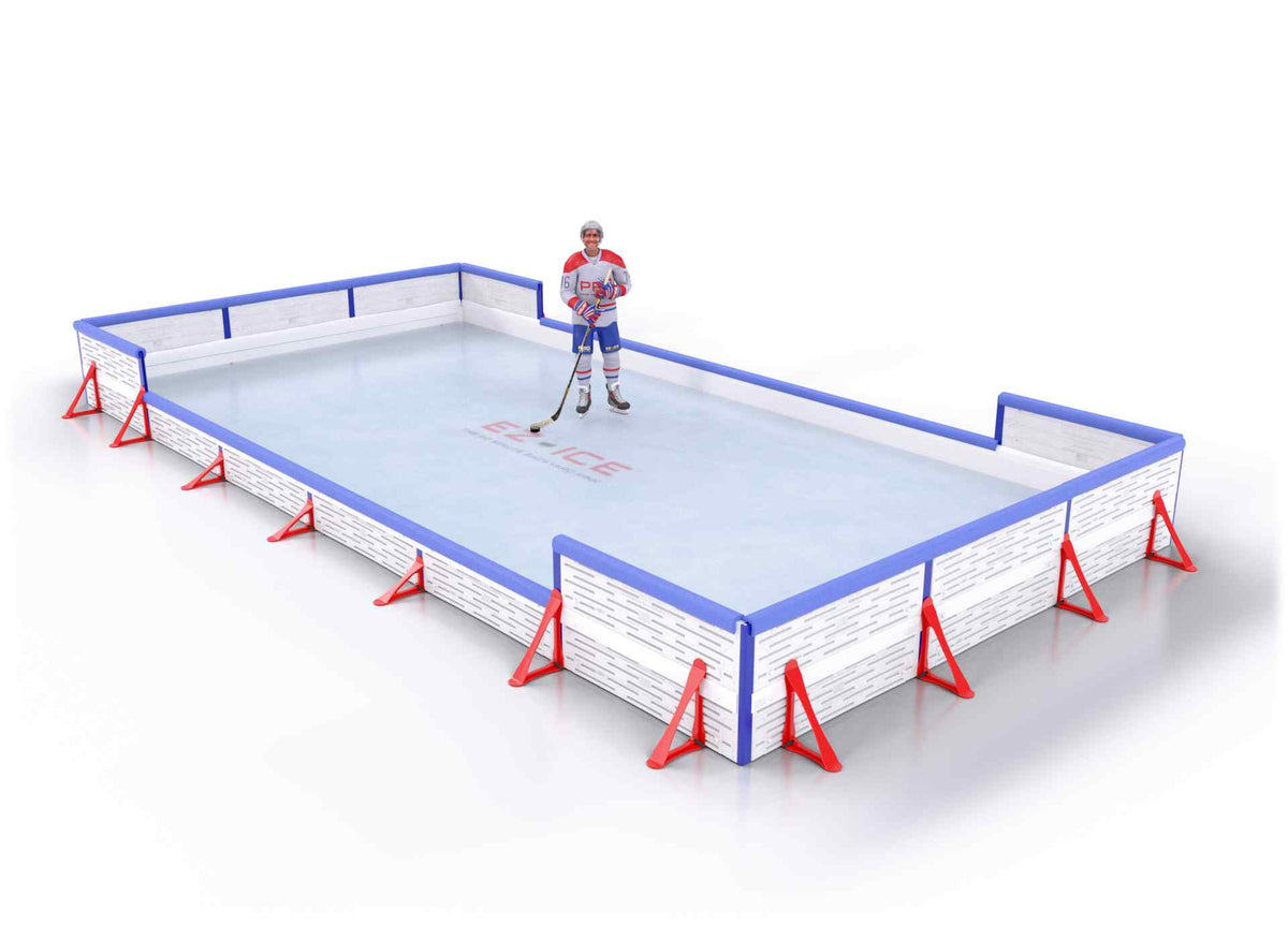 EZ ICE PRO Home Arena System ™ – New Synthetic Ice / Street Hockey Rink: [PRO // 10ft * 20ft // Double-Classic-Double // Square Corners // With Bumpers] - 010020DCDSBS