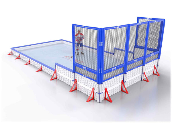 EZ ICE PRO Home Arena System ™ – New Synthetic Ice / Street Hockey Rink: [PRO // 10ft * 20ft // Classic-Classic-Net // Square Corners // With Bumpers] - 010020CCNSBS