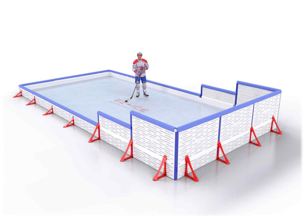 EZ ICE PRO Home Arena System ™ – New Synthetic Ice / Street Hockey Rink: [PRO // 15ft * 30ft // Classic-Classic-Arena // Square Corners // With Bumpers] - 015030CCASBS