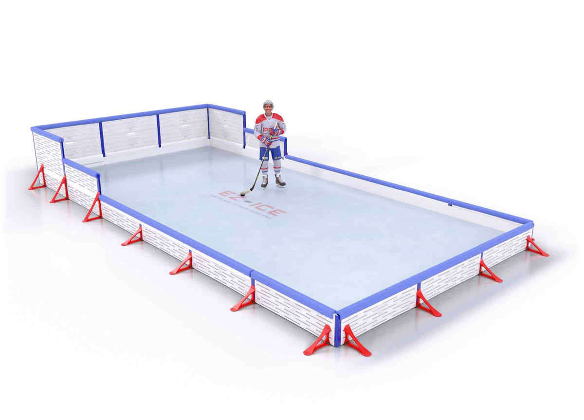 EZ ICE PRO Home Arena System ™ – New Synthetic Ice / Street Hockey Rink: [PRO // 15ft * 30ft // Arena-Classic-Classic // Square Corners // With Bumpers] - 015030ACCSBS