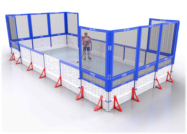 EZ ICE PRO Home Arena System ™ – New Synthetic Ice / Street Hockey Rink: [PRO // 15ft * 25ft // Net-Arena-Net // Square Corners // With Bumpers] - 015025NANSBS