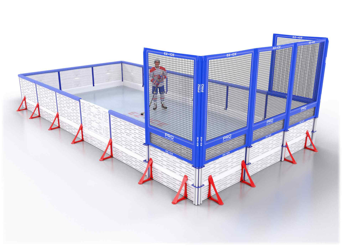 EZ ICE PRO Home Arena System ™ – New Rink: [PRO // 15ft * 25ft // Arena-Arena-Net // Square Corners // With Bumpers] - 015025AANSBX