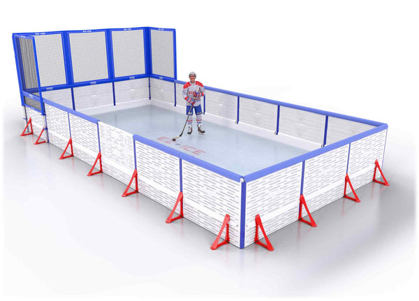 EZ ICE PRO Home Arena System ™ – New Synthetic Ice / Street Hockey Rink: [PRO // 15ft * 15ft // Net-Arena-Arena // Square Corners // With Bumpers] - 015015NAASBS