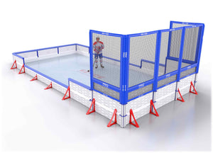 EZ ICE PRO Home Arena System ™ – New Synthetic Ice / Street Hockey Rink: [PRO // 10ft * 15ft // Double-Classic-Net // Square Corners // With Bumpers] - 010015DCNSBS