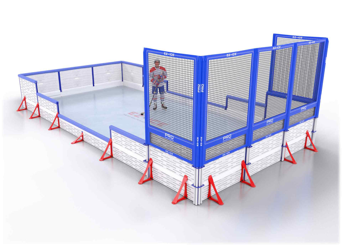 EZ ICE PRO Home Arena System ™ – New Synthetic Ice / Street Hockey Rink: [PRO // 15ft * 30ft // Arena-Classic-Net // Square Corners // With Bumpers] - 015030ACNSBS