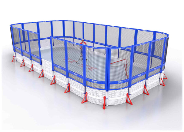 EZ ICE PRO Home Arena System ™ – New Synthetic Ice / Street Hockey Rink: [PRO // 20ft * 20ft // Net-Net-Net // Round Corners // No Bumpers] - 020020NNNRXS