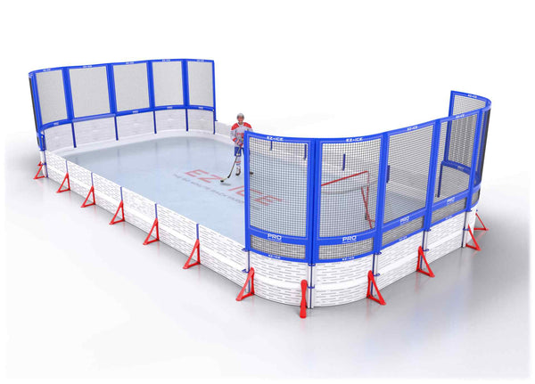 EZ ICE PRO Home Arena System ™ – New Synthetic Ice / Street Hockey Rink: [PRO // 20ft * 60ft // Net-Double-Net // Round Corners // No Bumpers] - 020060NDNRXS