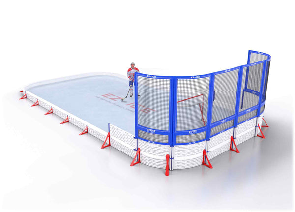EZ ICE PRO Home Arena System ™ – New Synthetic Ice / Street Hockey Rink: [PRO // 20ft * 30ft // Classic-Classic-Net // Round Corners // No Bumpers] - 020030CCNRXS